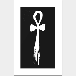 Dark and Gritty Ankh (white) Posters and Art